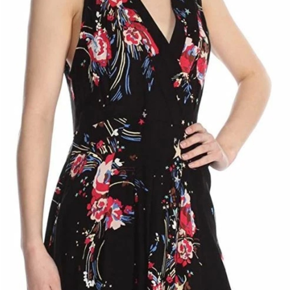 Free People Womens X Small Black V Neck‎ Back to The Basics Tunic Top